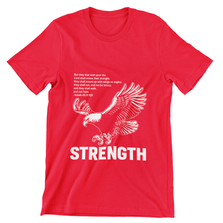 "They that wait upon the Lord" Red T-shirt; unisex