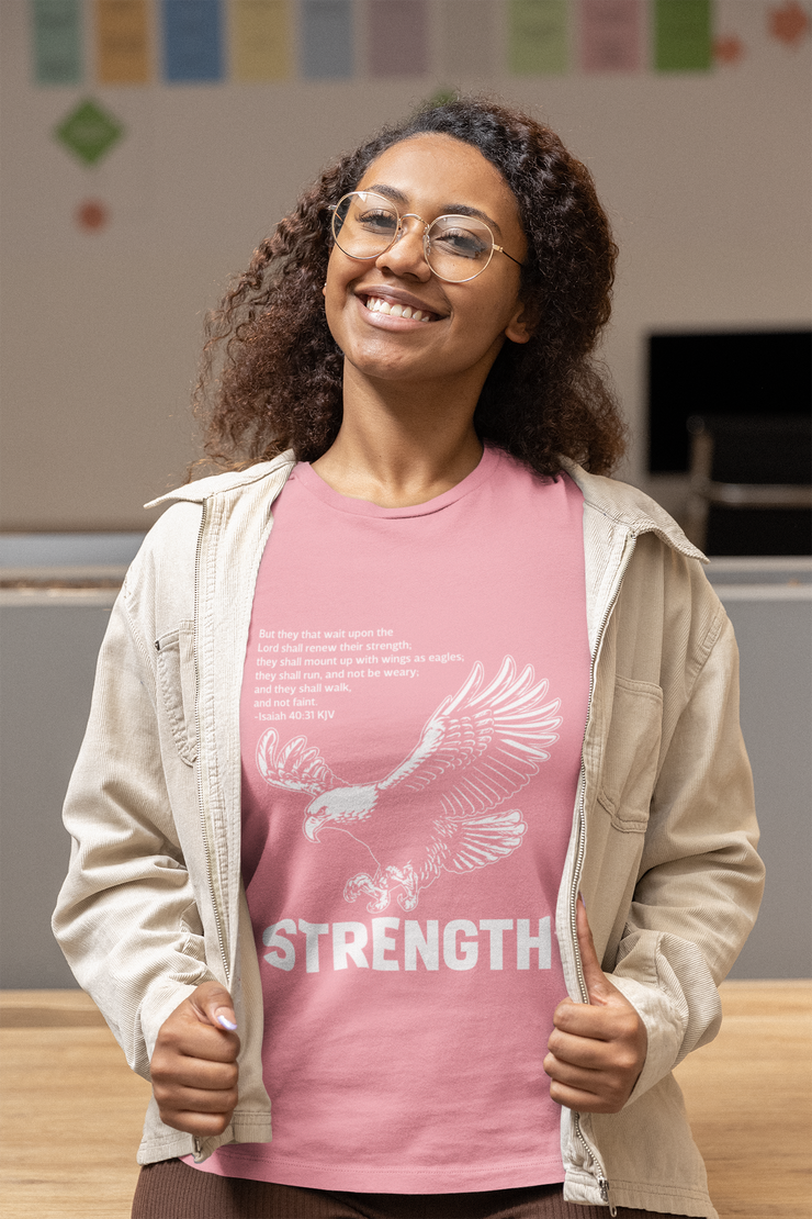 "They that wait upon the Lord" Desert Pink T-shirt; unisex