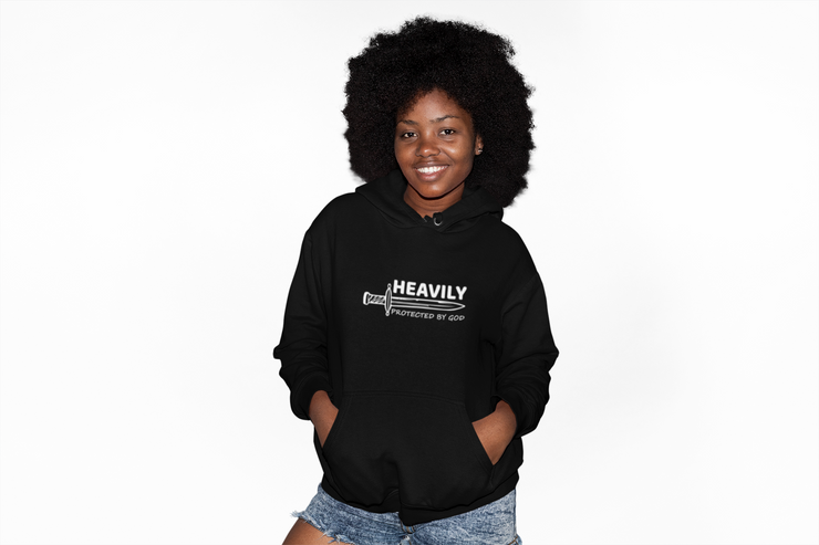 "Heavily Protected by God" Black Hoodie; unisex